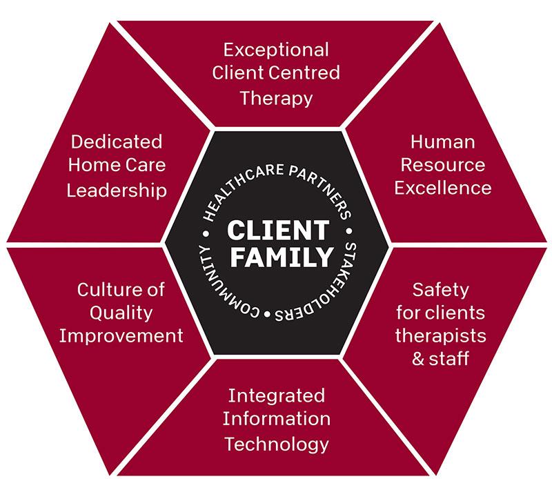 Client Family, Healthcare partners, stakeholders, community wheel